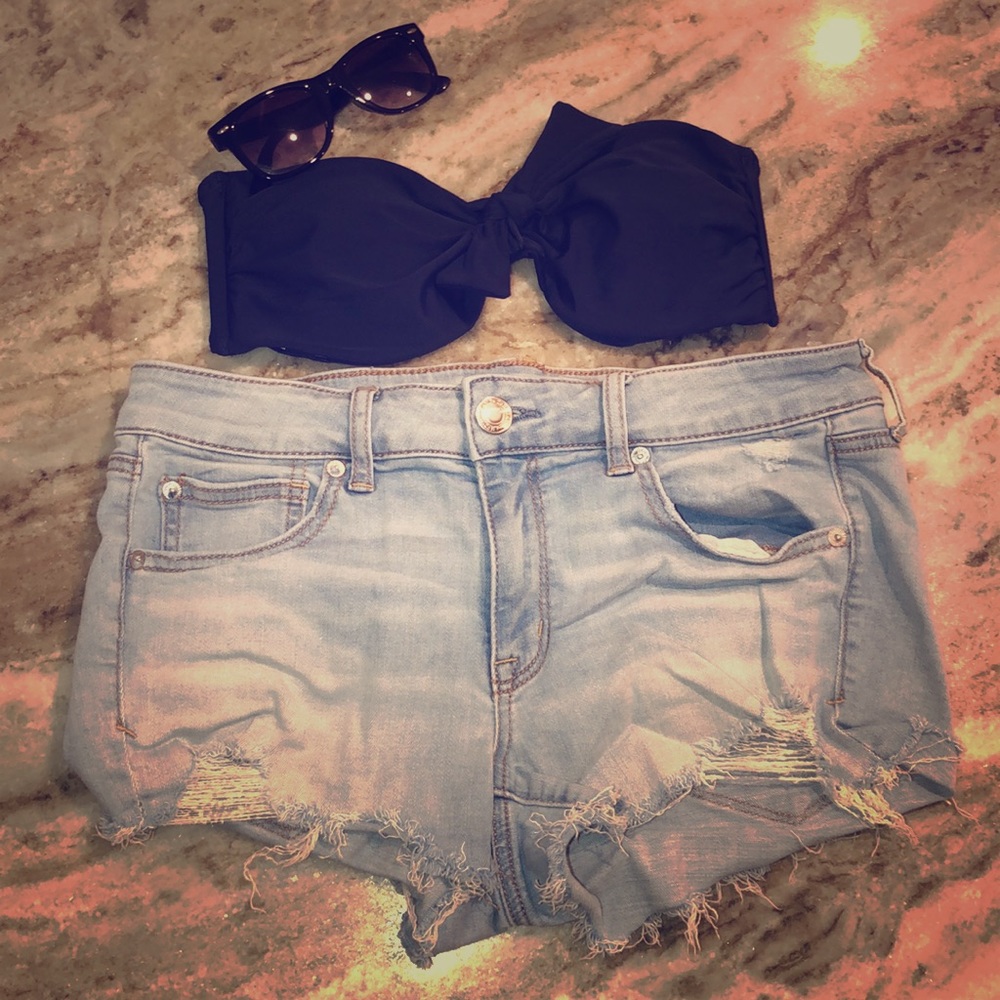 👙AERIE Navy Blue Bandeau Bikini Top👙